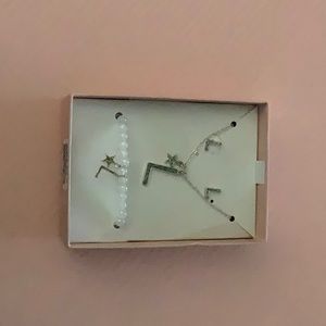 Claires L necklace, earrings, and bracelet set